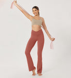 29” Cross Waist Sports Flare Yoga Pants - ododos