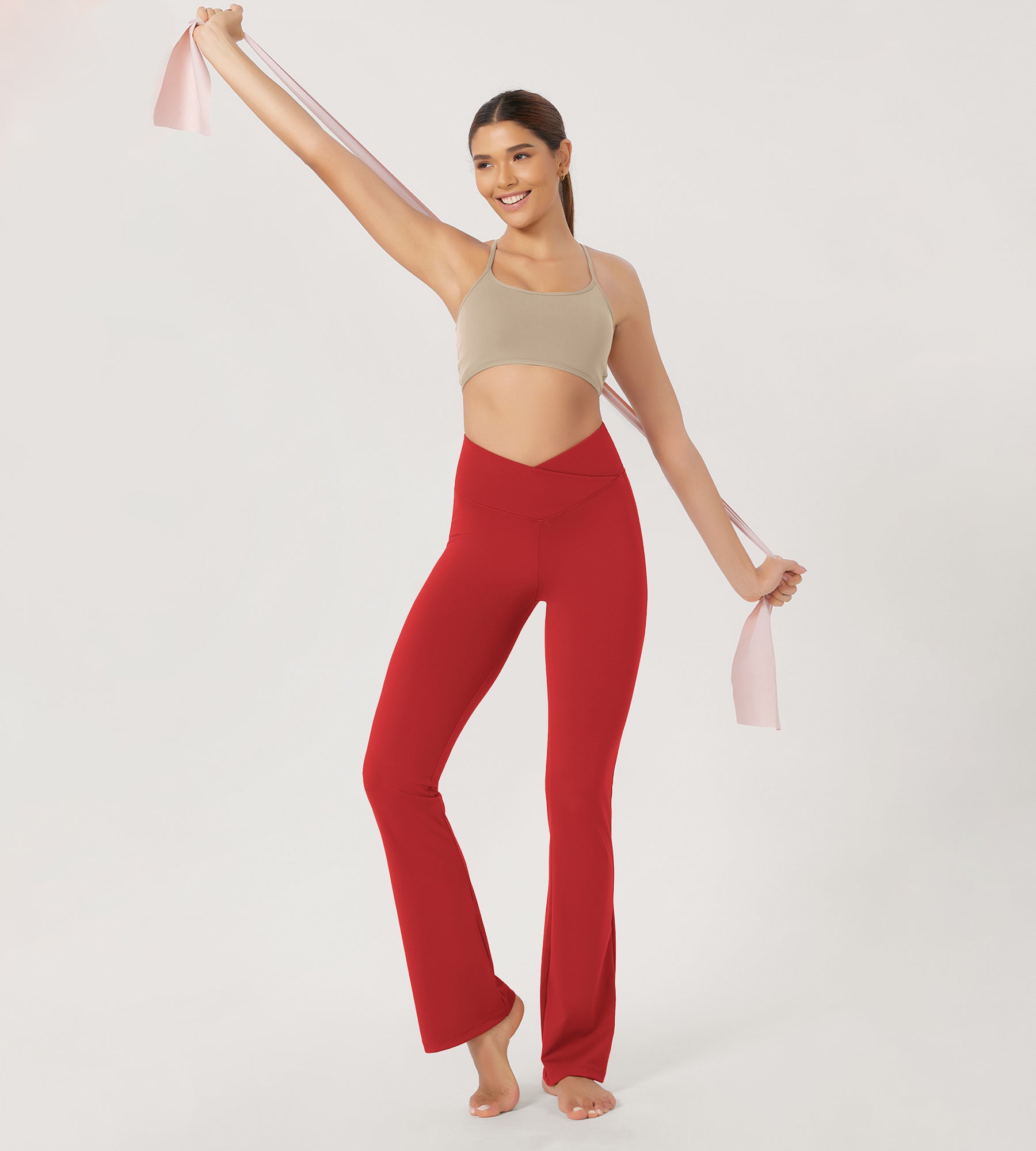 29” Cross Waist Sports Flare Yoga Pants - ododos