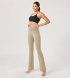 29” Cross Waist Sports Flare Yoga Pants Shaker Beige - ododos