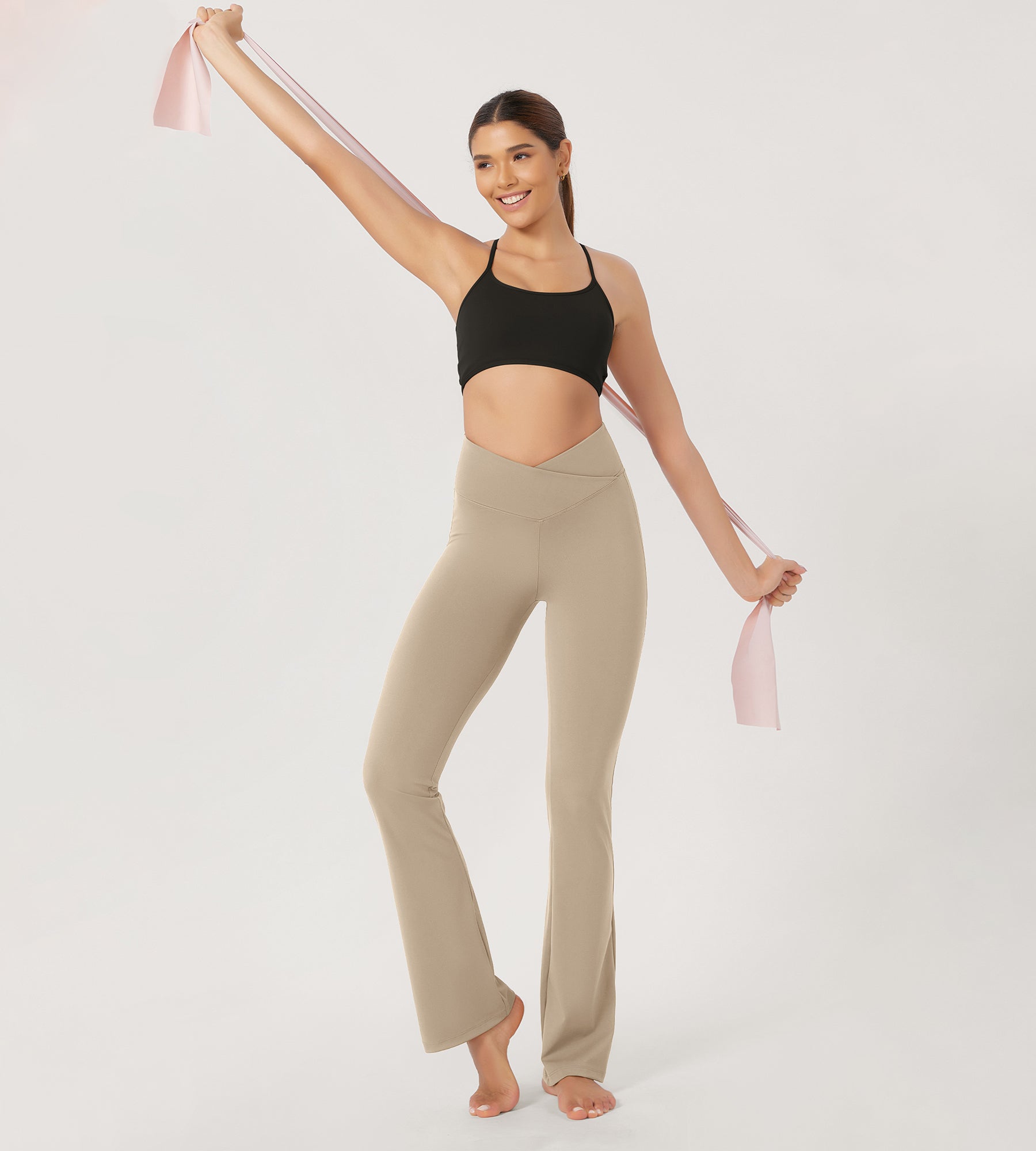 29” Cross Waist Sports Flare Yoga Pants - ododos