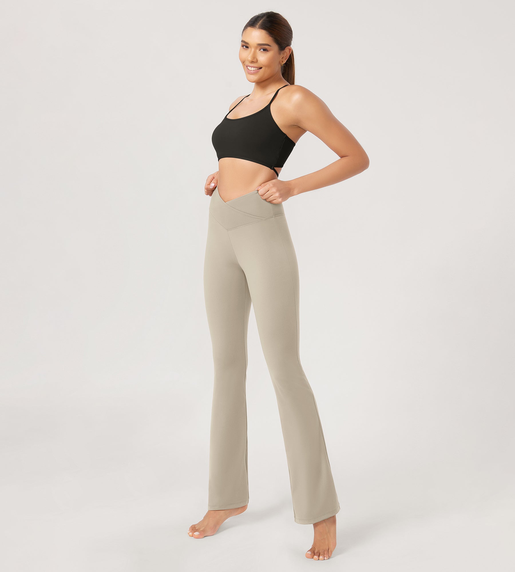 29” Cross Waist Sports Flare Yoga Pants - ododos
