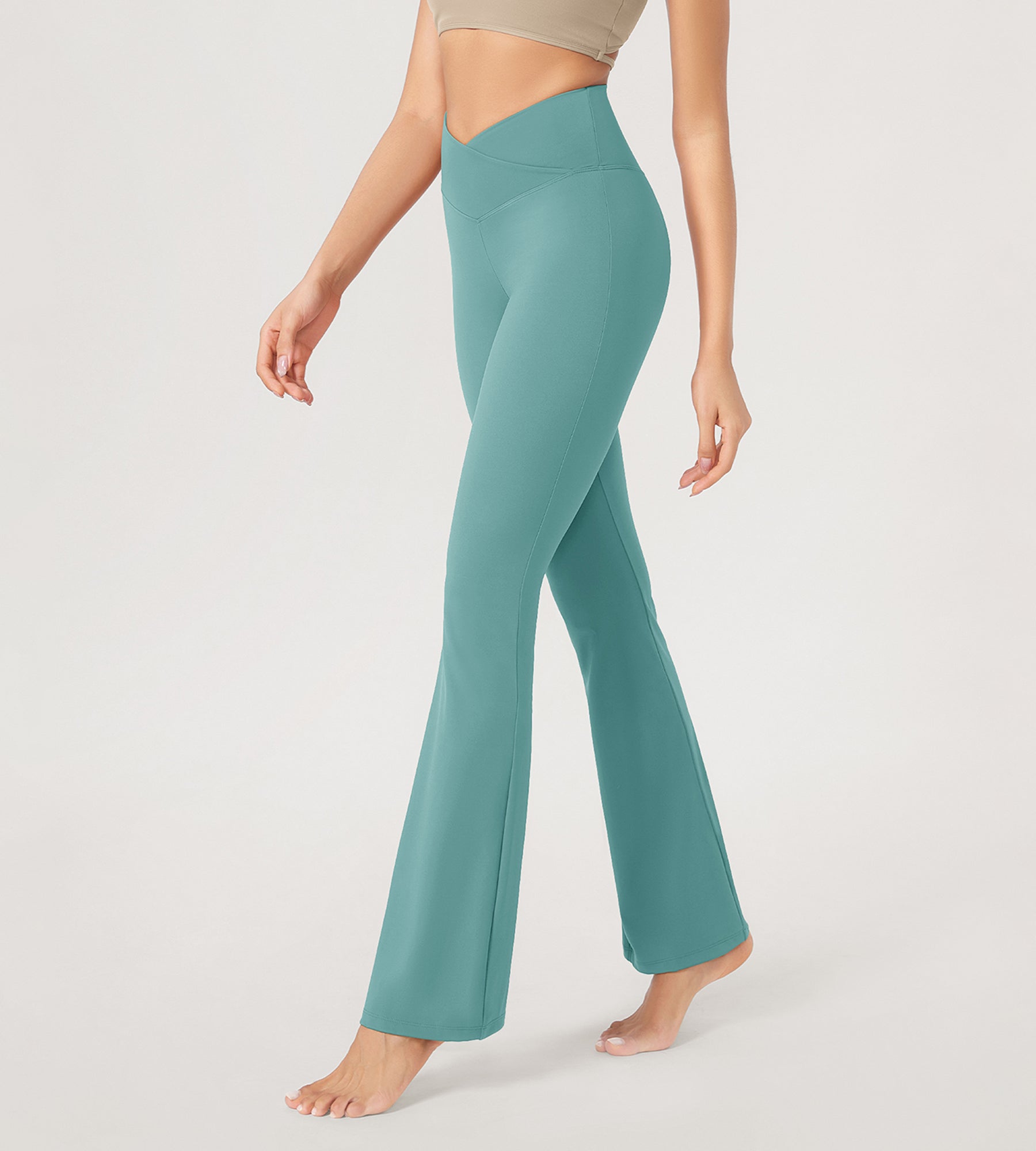 29” Cross Waist Sports Flare Yoga Pants - ododos