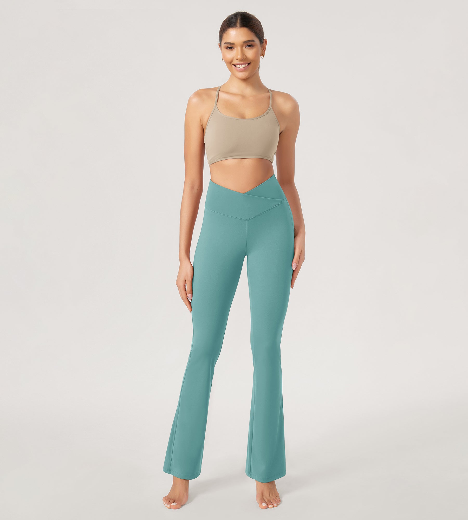 29” Cross Waist Sports Flare Yoga Pants - ododos