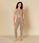 ODCLOUD Crossover 7/8 Leggings with Back Pocket Light Brown - ododos