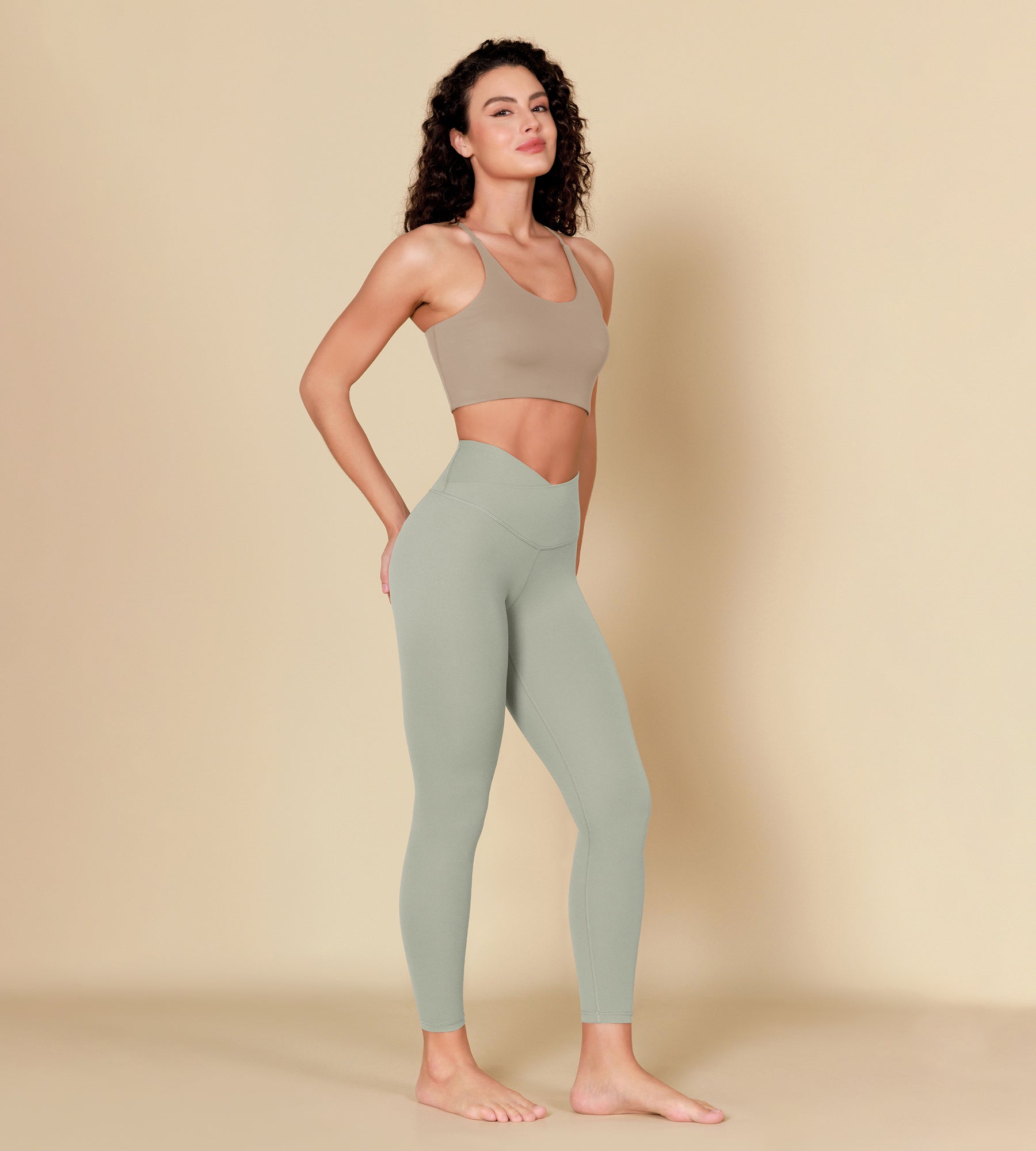 ODCLOUD Crossover 7/8 Leggings with Back Pocket Lime Stone - ododos