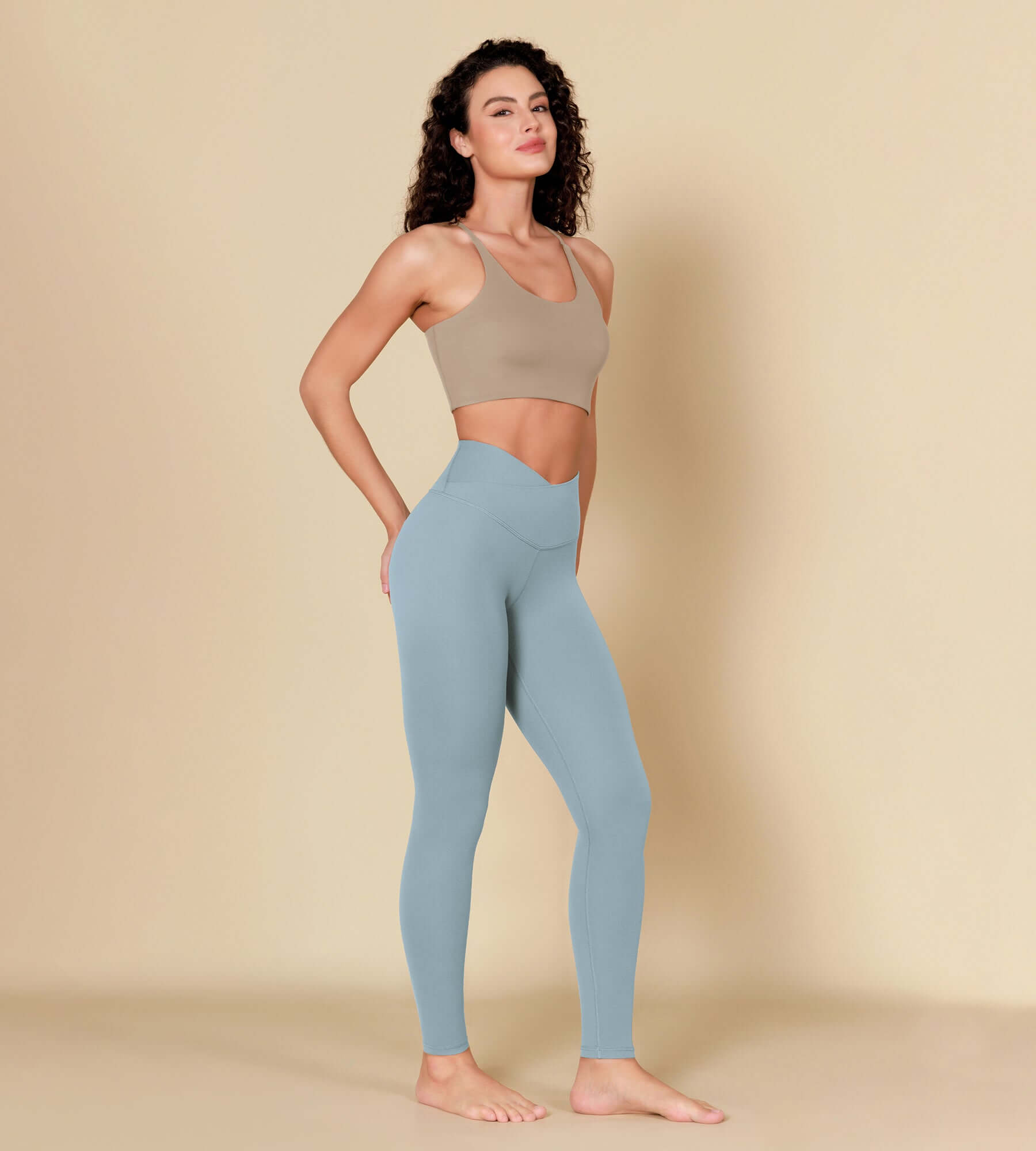 ODCLOUD 28" Crossover Leggings with Back Pocket Chambray - ododos