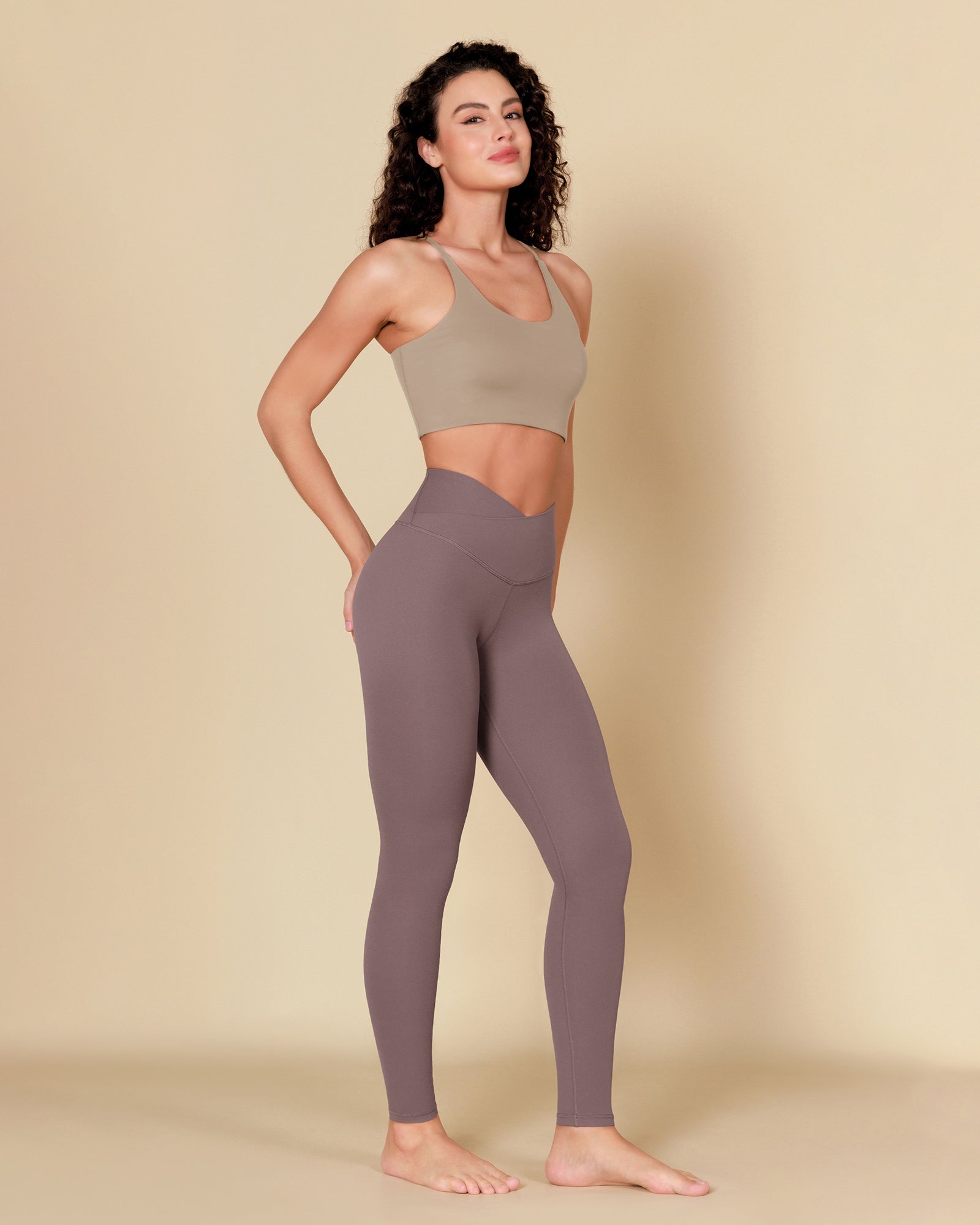ODCLOUD Crossover 28" Leggings with Back Pocket - Limited Colors Purple Taupe - ododos