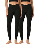 2 Pack 28" Odcloud Buttery Soft Cross Waist Yoga Leggings - ododos