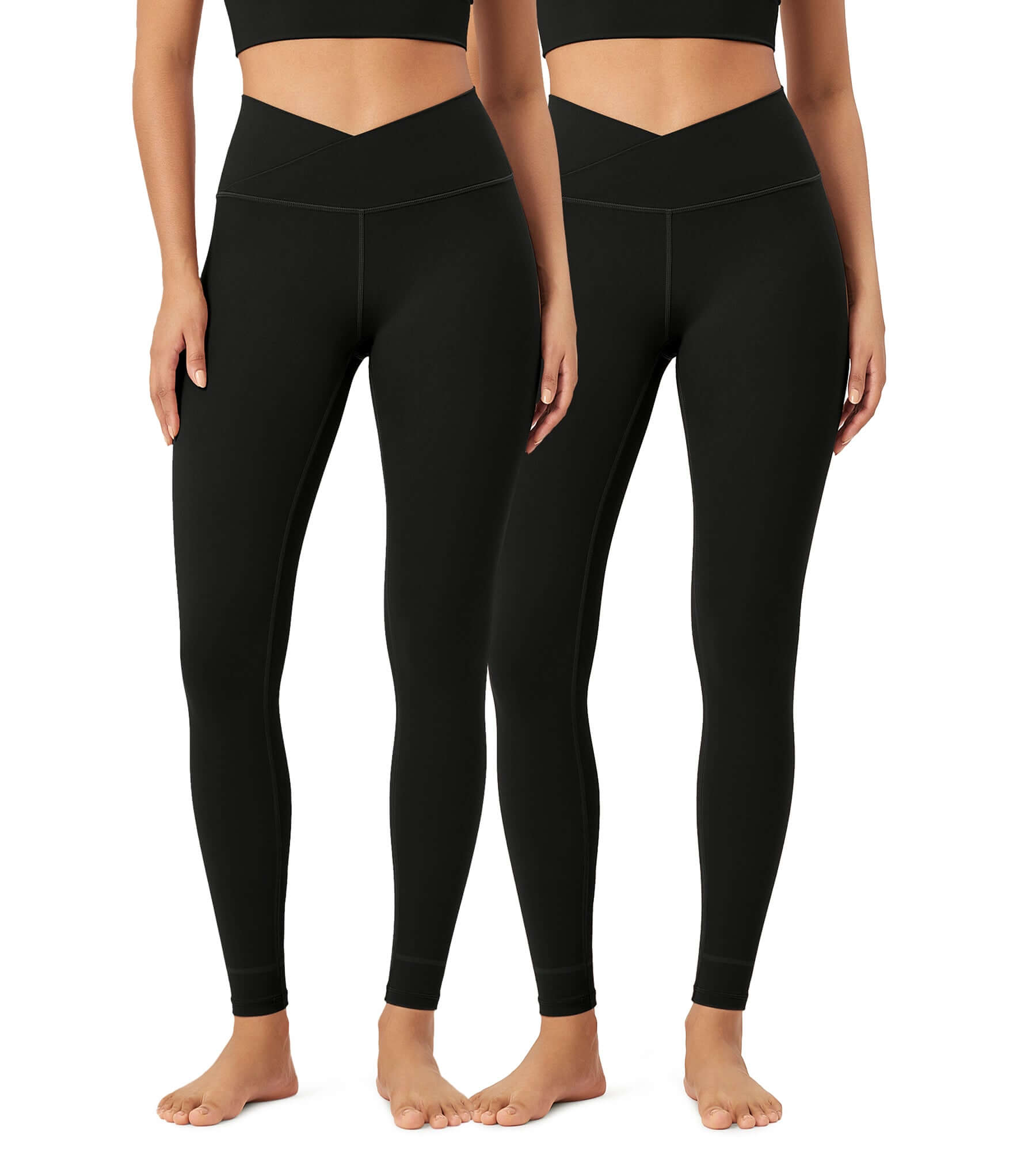 2 Pack 28" Odcloud Buttery Soft Cross Waist Yoga Leggings - ododos