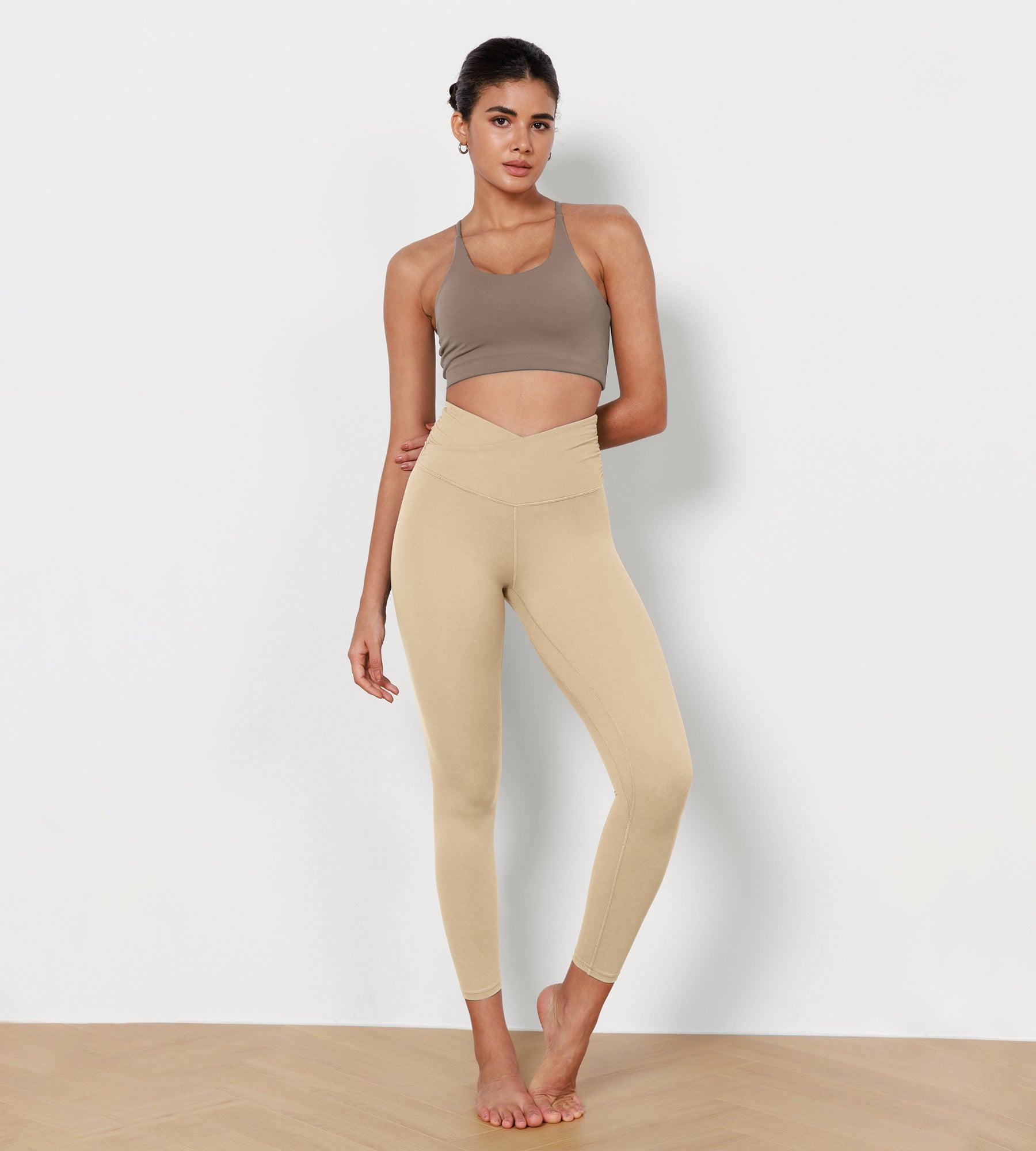 25" Cross Waist Running Leggings - ododos