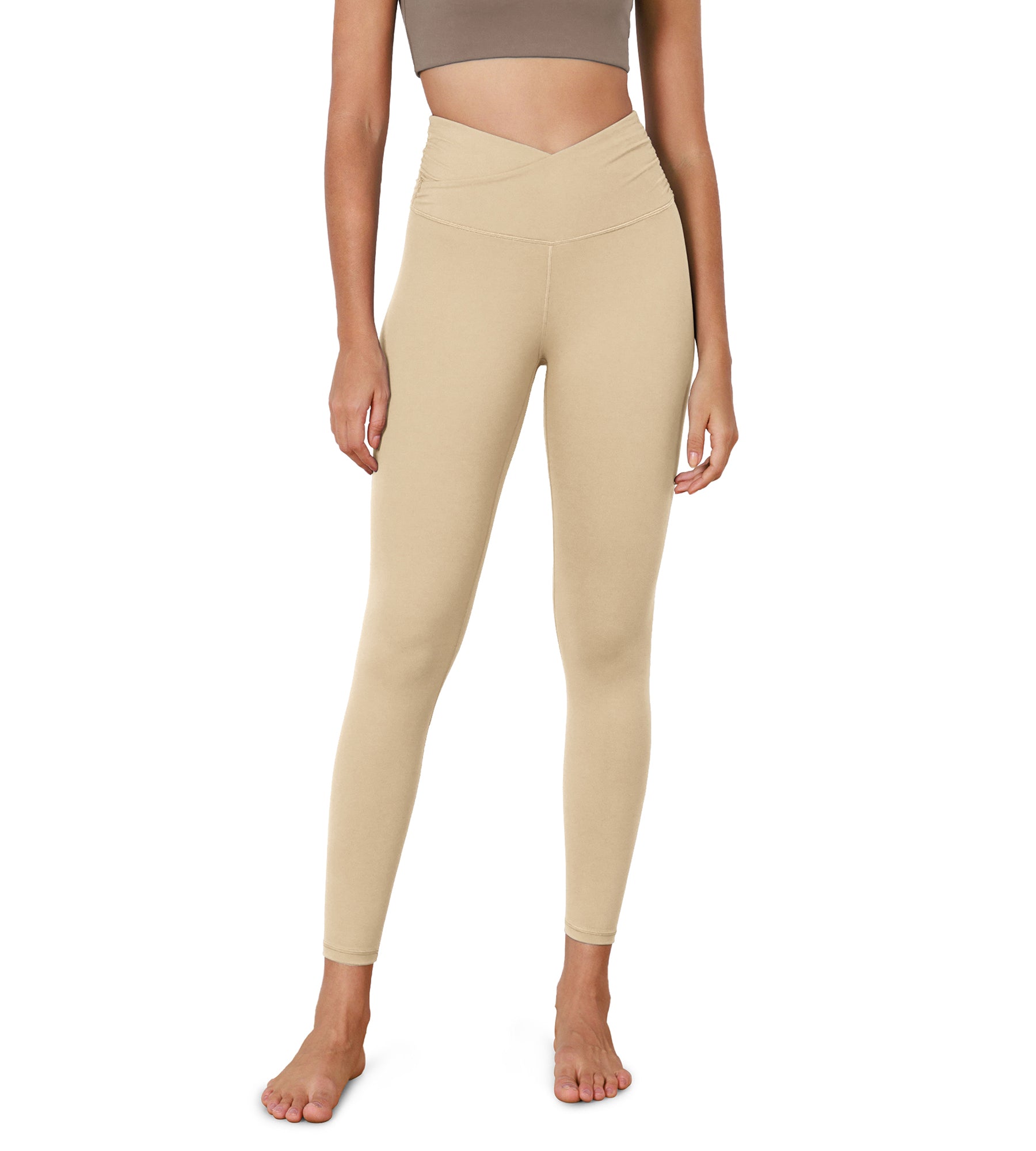 25" Cross Waist Running Leggings - ododos