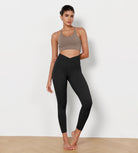 7/8 Cross Waist Running Leggings Black - ododos