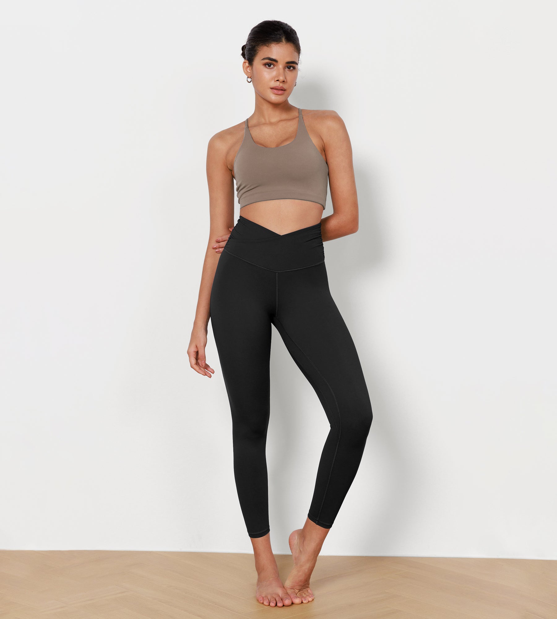 ODODOS Cross Waist Yoga Leggings for Women with Ghana