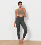25" Cross Waist Running Leggings Charcoal - ododos