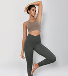 25" Cross Waist Running Leggings - ododos