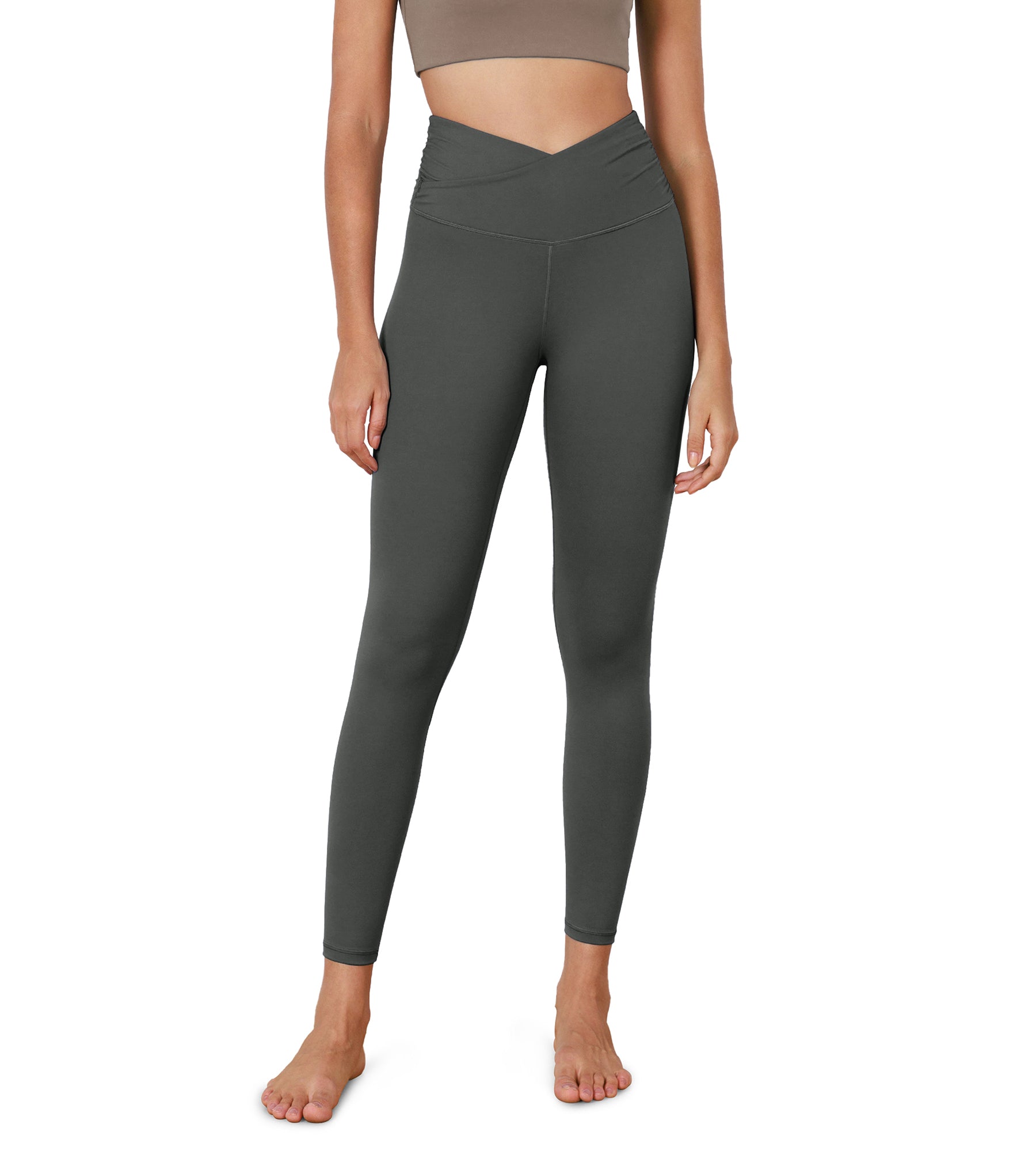 25" Cross Waist Running Leggings - ododos