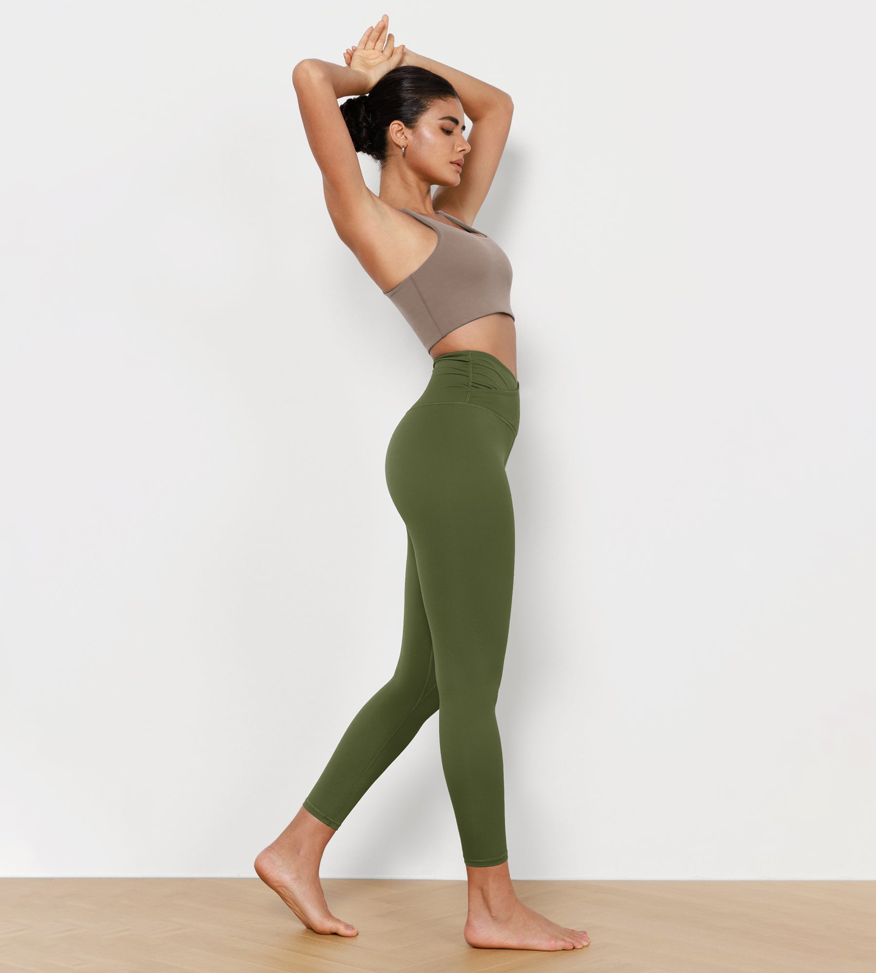 25" Cross Waist Running Leggings - ododos