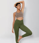 25" Cross Waist Running Leggings - ododos