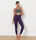 7/8 Cross Waist Running Leggings Deep Purple - ododos