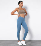 25" Cross Waist Running Leggings Dream Blue - ododos