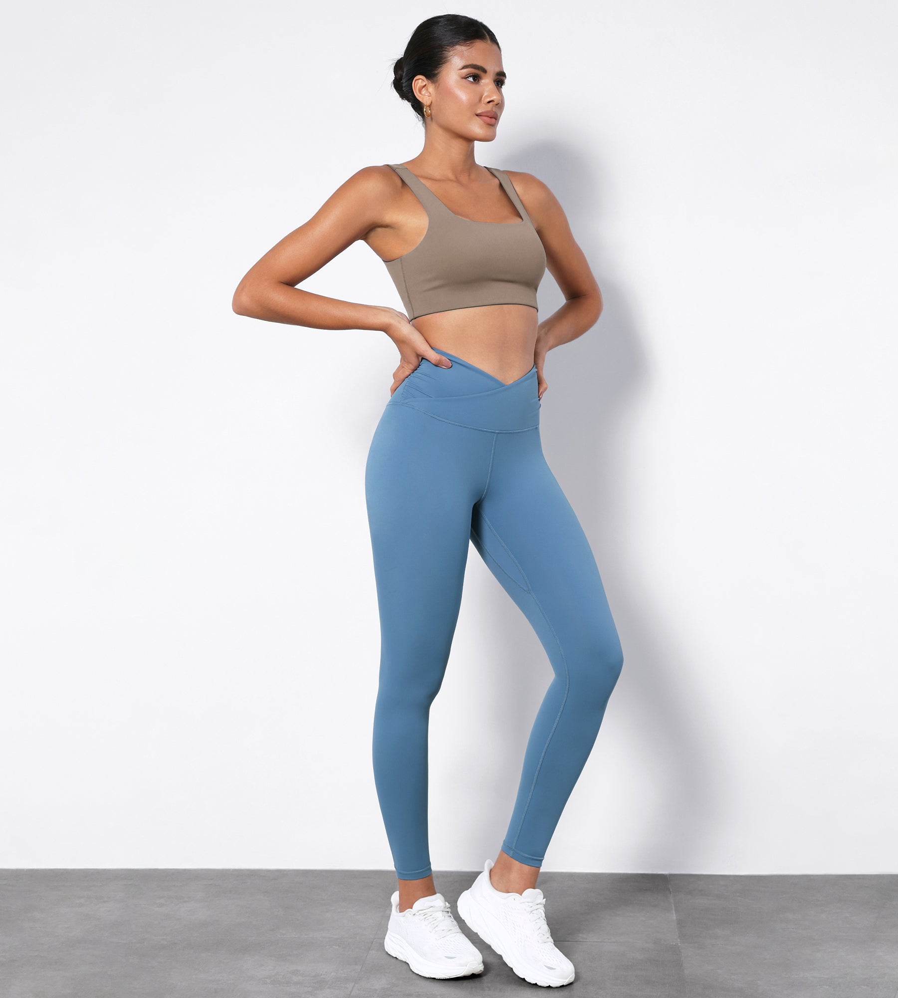 25" Cross Waist Running Leggings Dream Blue - ododos