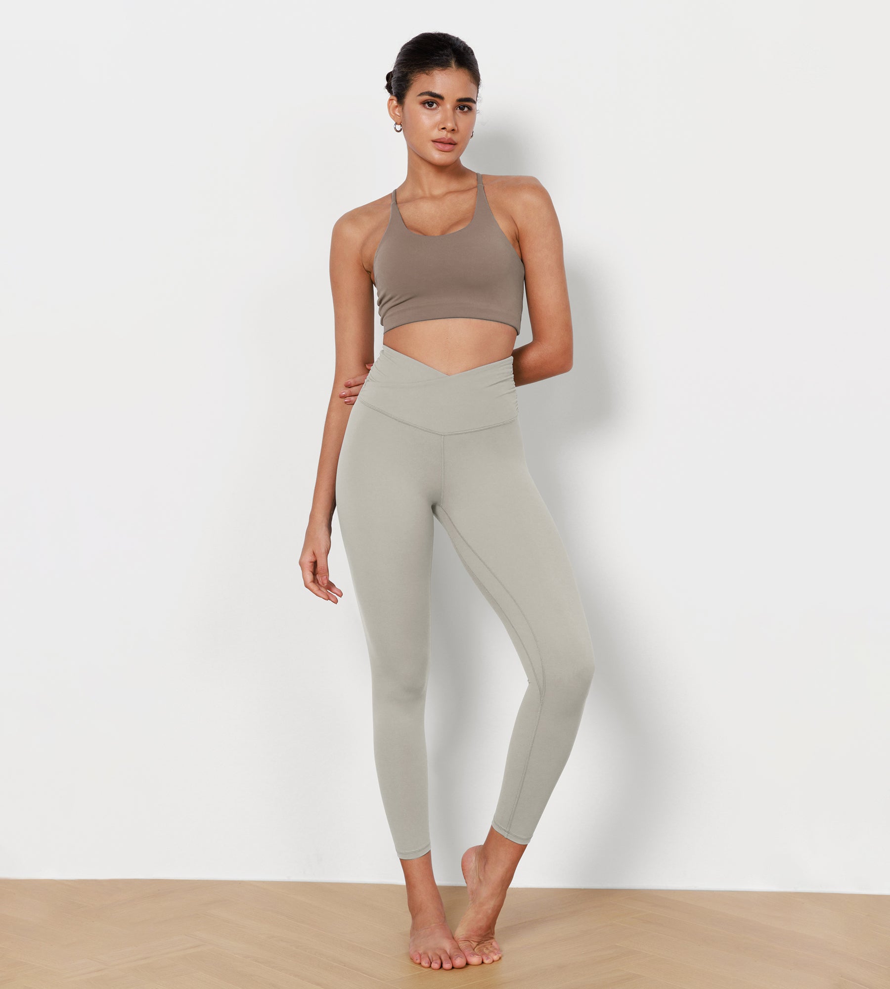 25" Cross Waist Running Leggings - ododos