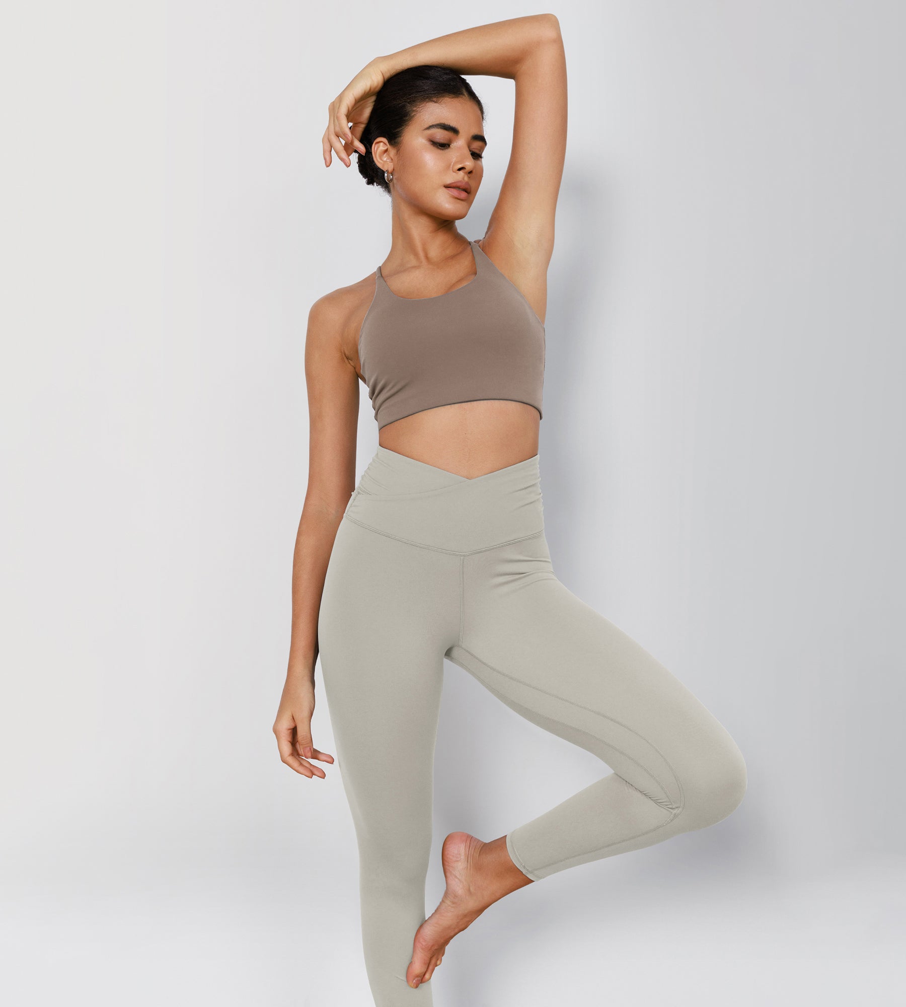 25" Cross Waist Running Leggings - ododos
