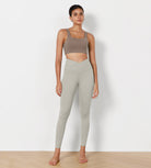 25" Cross Waist Running Leggings Light Grey - ododos
