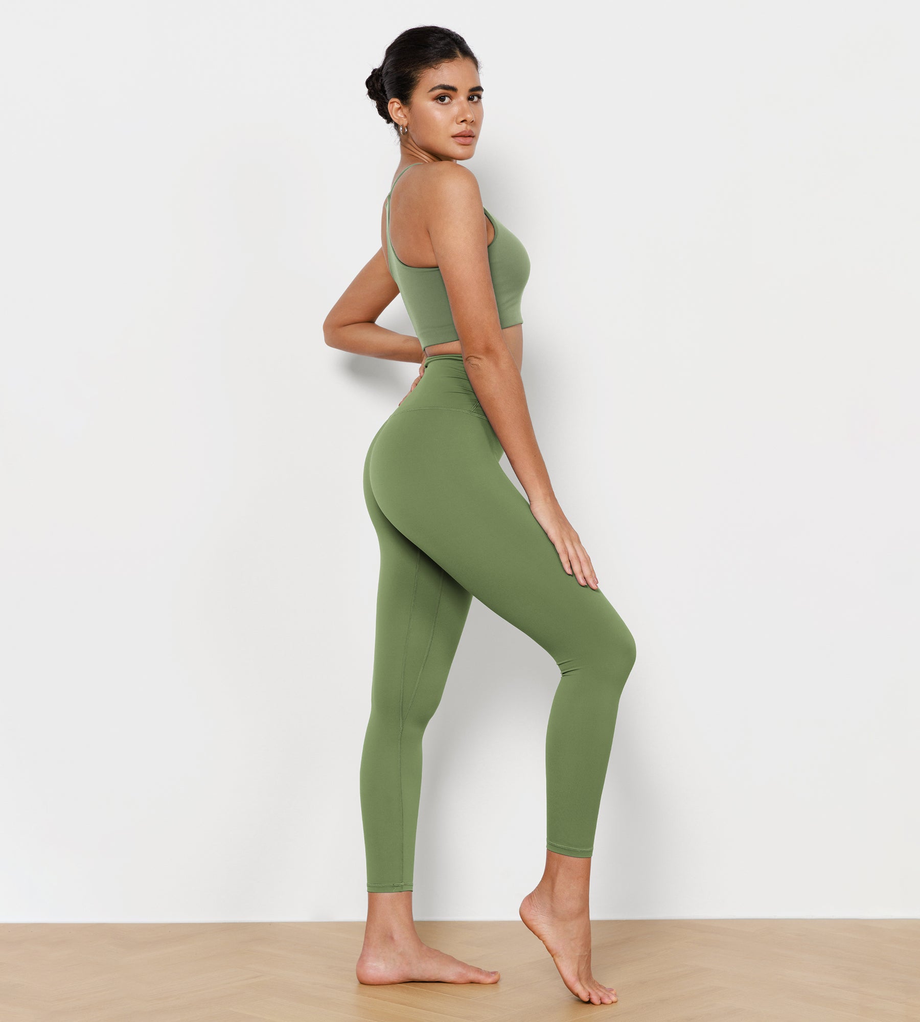 25" Cross Waist Running Leggings - ododos