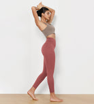 7/8 Cross Waist Running Leggings Mauve - ododos