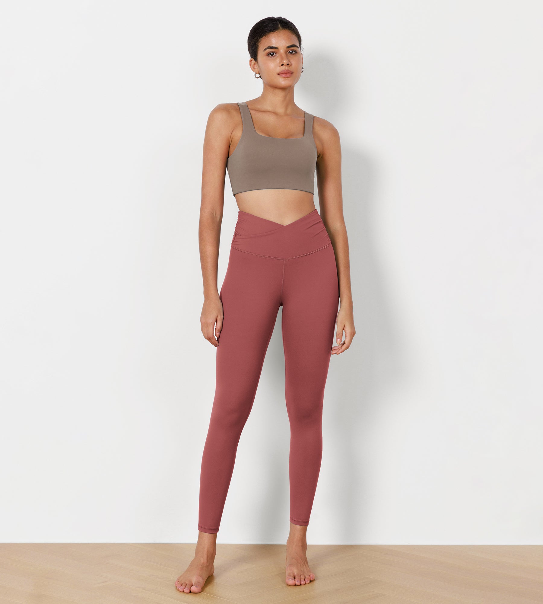 25" Cross Waist Running Leggings - ododos