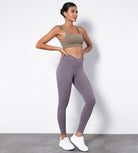 7/8 Cross Waist Running Leggings Ash Violet - ododos