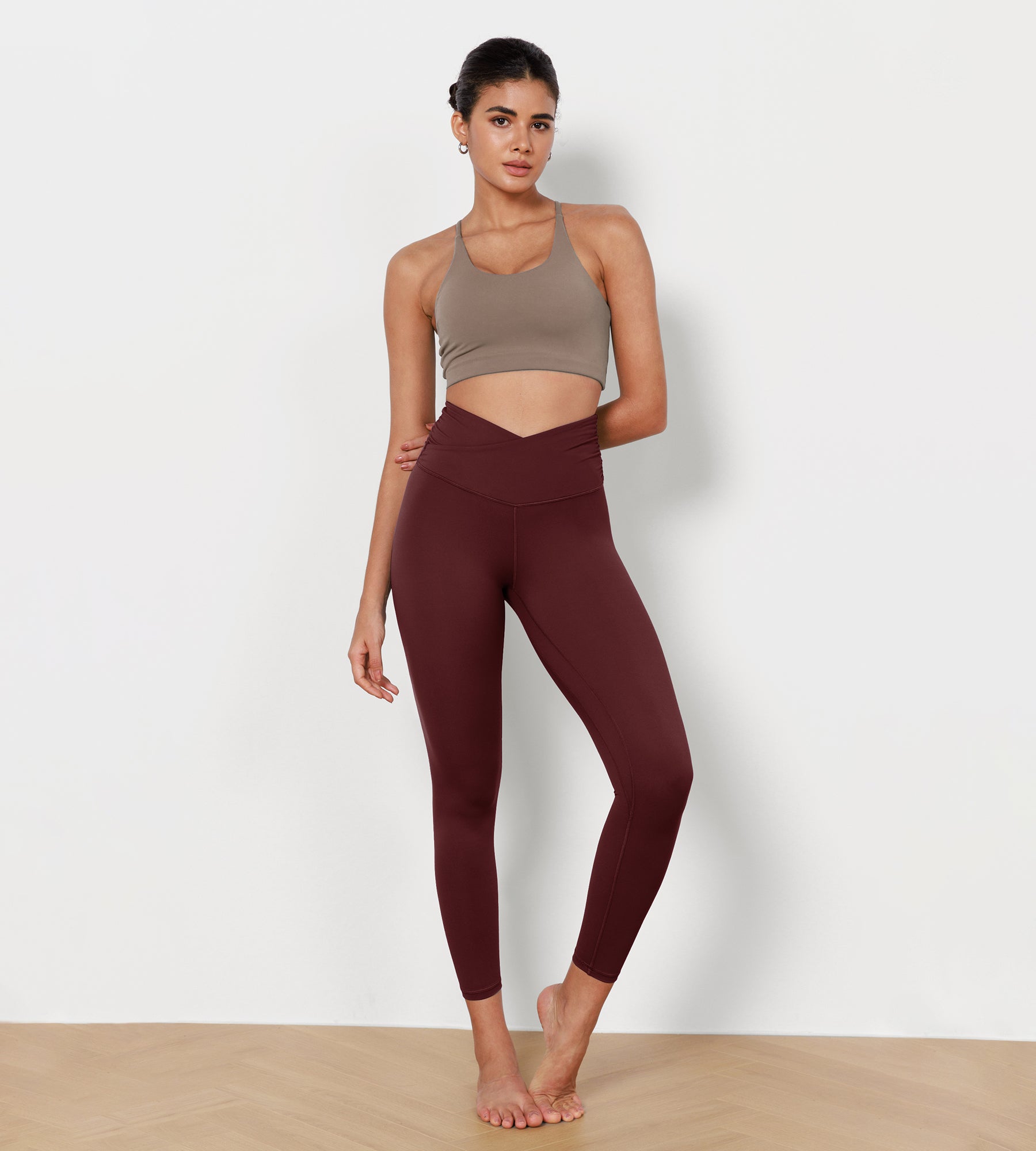 25" Cross Waist Running Leggings - ododos