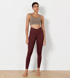 7/8 Cross Waist Running Leggings Burgundy - ododos