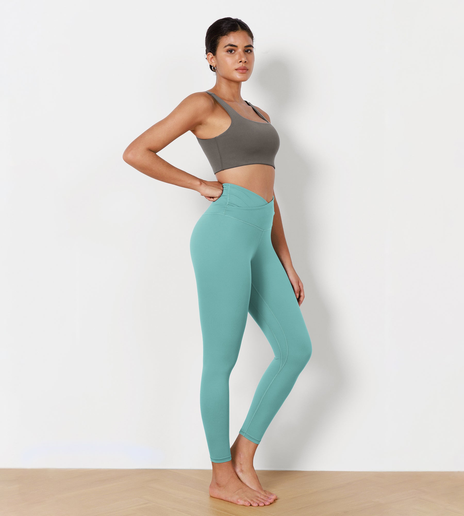 25" Cross Waist Running Leggings - ododos