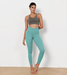 25" Cross Waist Running Leggings Teal - ododos