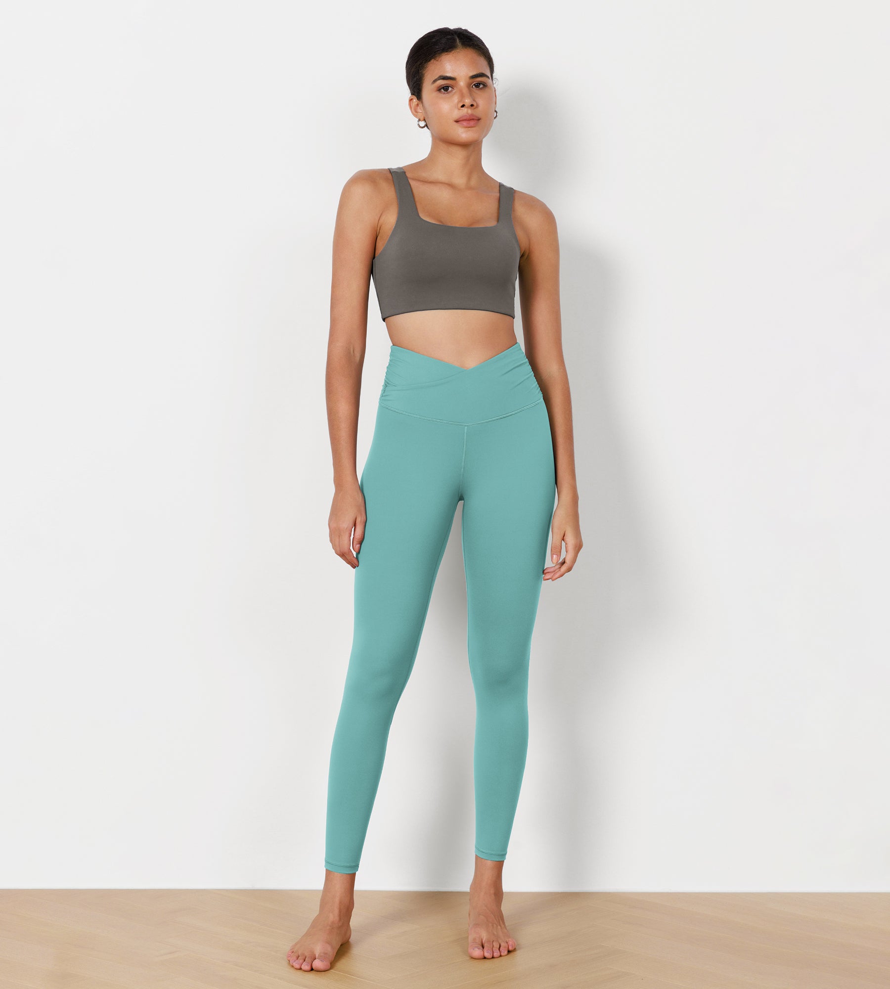 25" Cross Waist Running Leggings - ododos