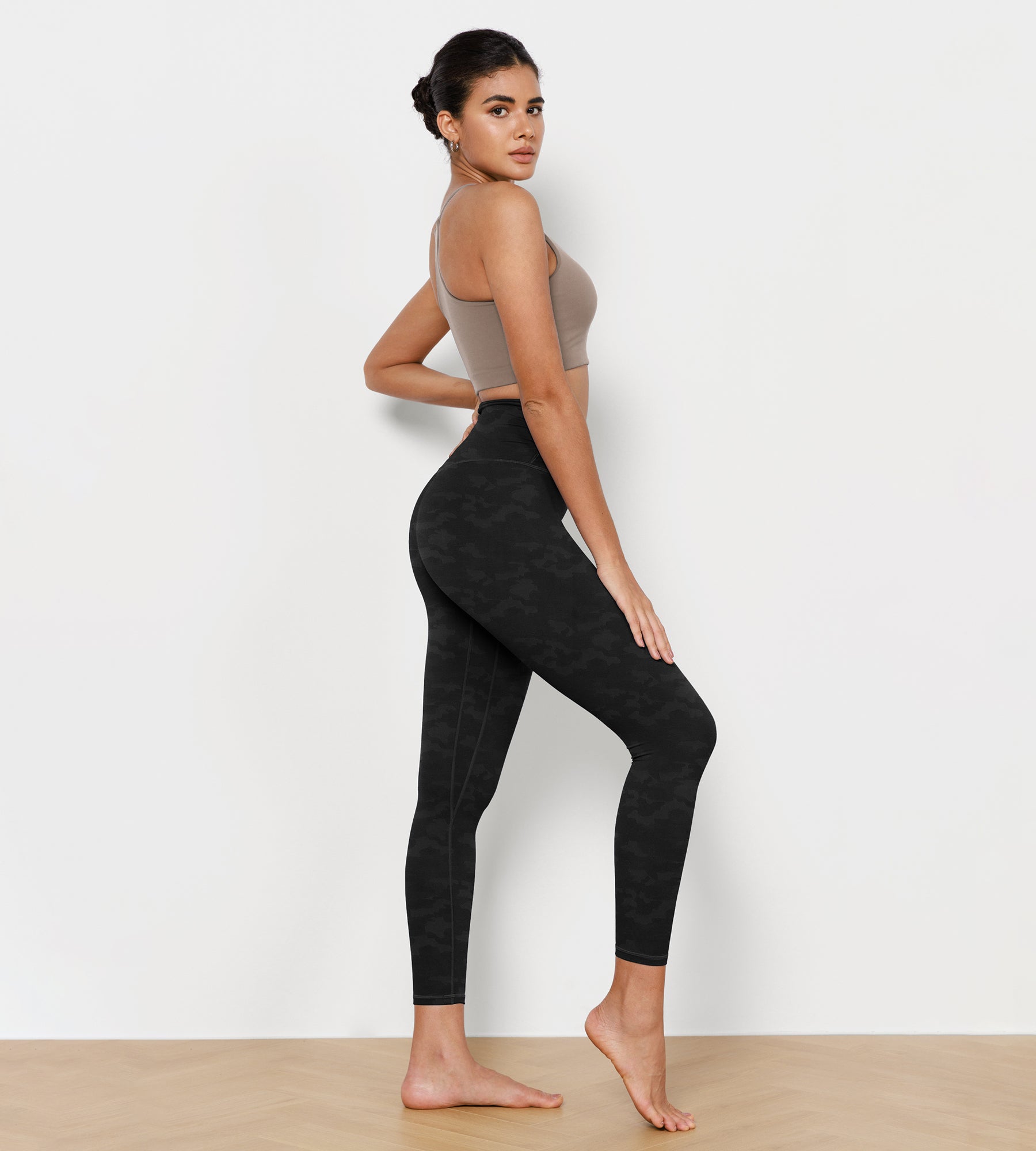 7/8 Pattern Cross Waist Running Leggings - ododos