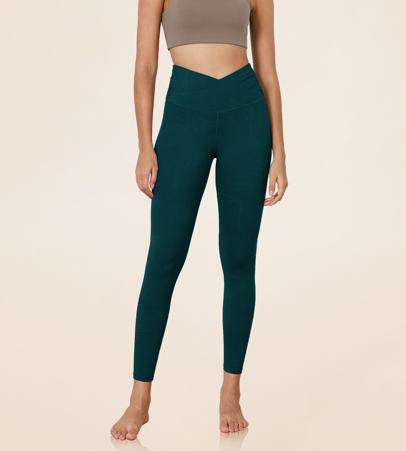 ODODOS Pattern Cross Waist Running Yoga Leggings ododos