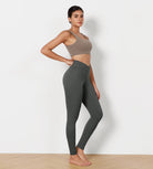 28" Cross Waist Sports Gym Yoga Leggings Charcoal - ododos