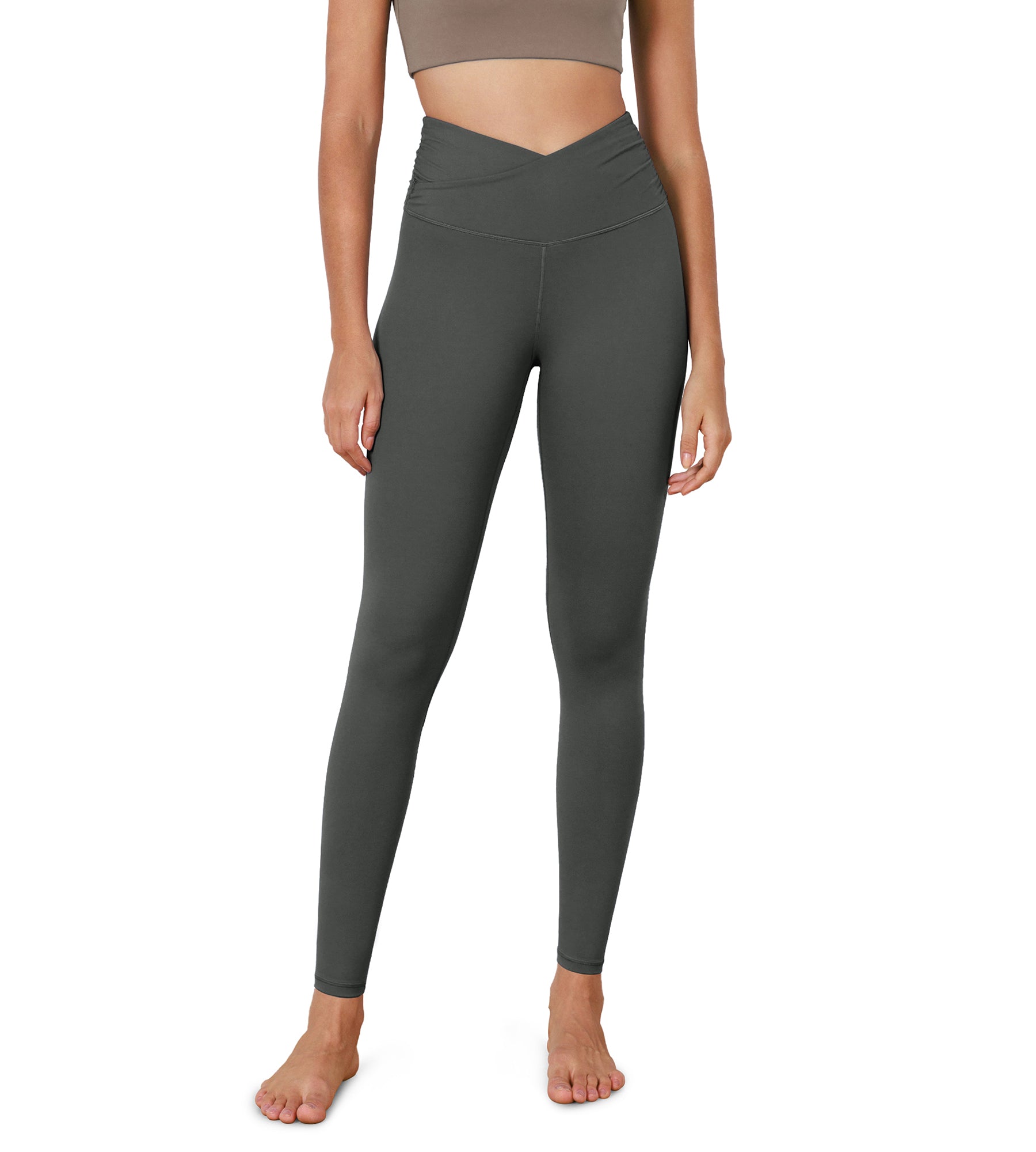 28" Cross Waist Sports Gym Yoga Leggings - ododos