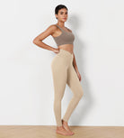 28" Cross Waist Sports Gym Yoga Leggings Beige - ododos