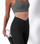 28" Side Pocket Cross Waist Yoga Leggings - ododos