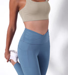 28" Side Pocket Cross Waist Yoga Leggings - ododos