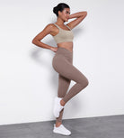28" Side Pocket Cross Waist Yoga Leggings Purple Taupe - ododos