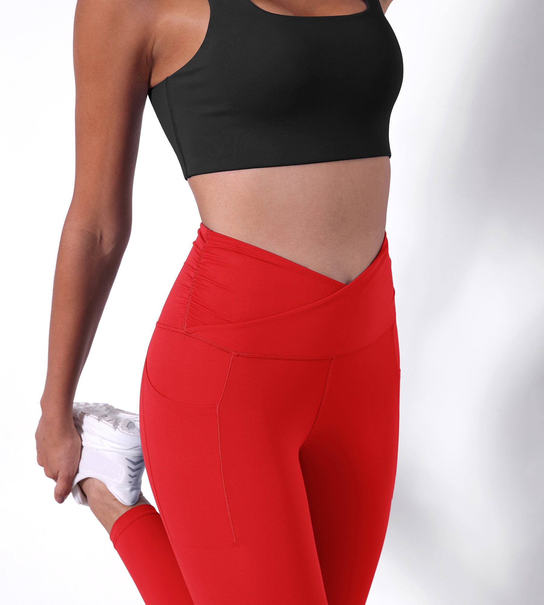 28" Side Pocket Cross Waist Yoga Leggings - ododos