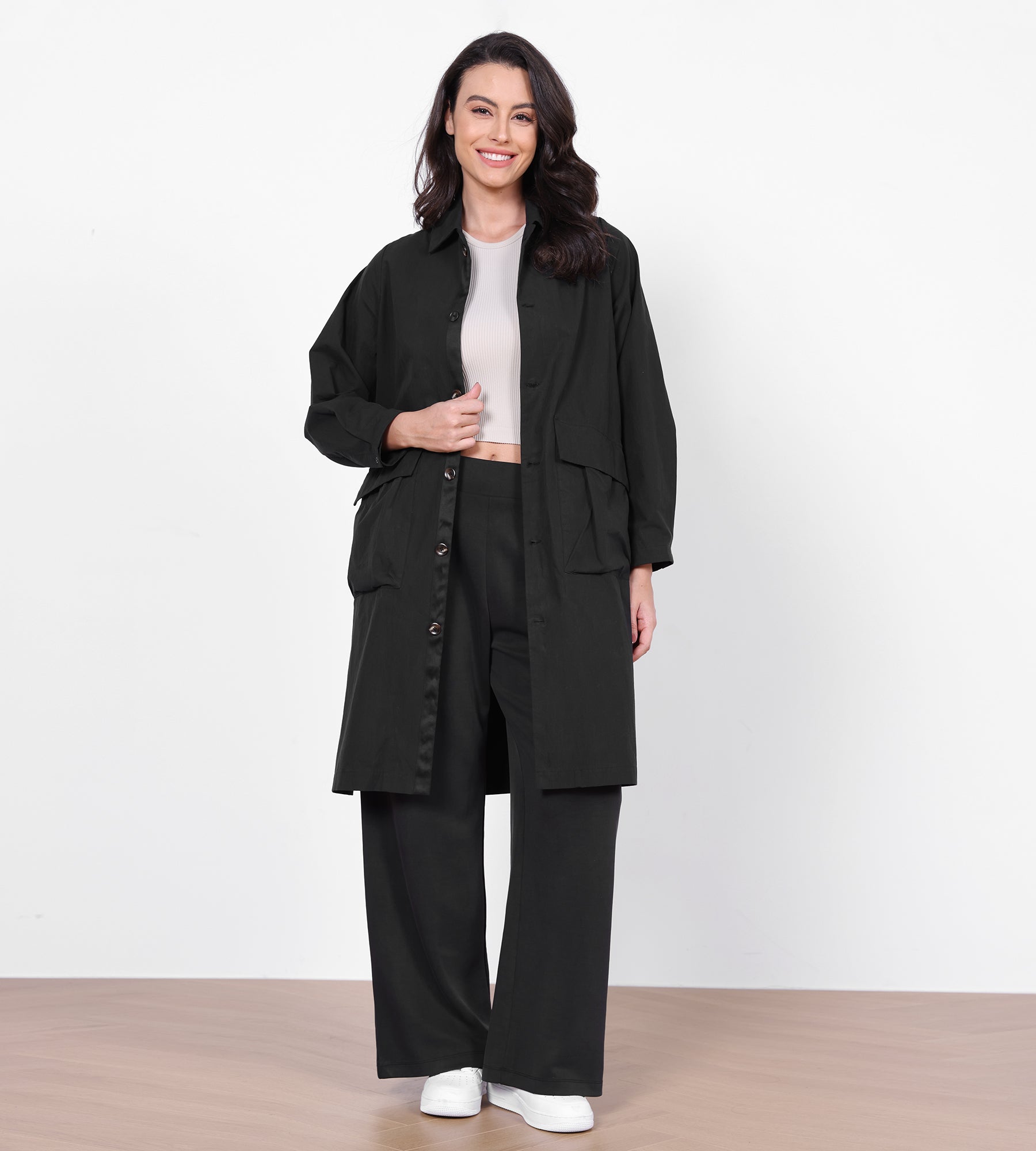 Single Breasted Trench Coats with Cargo Pockets - ododos