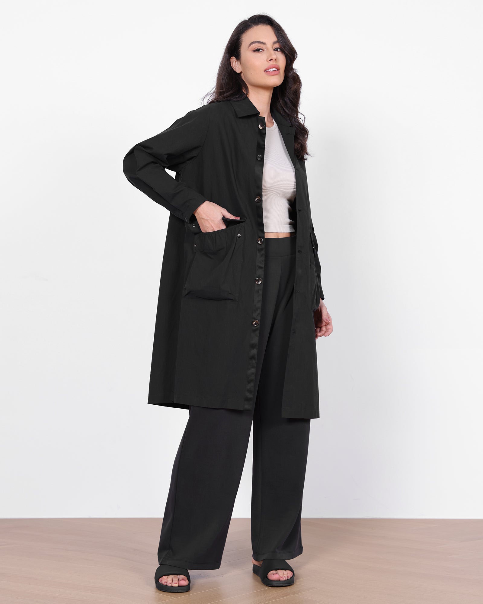 Single Breasted Trench Coats with Cargo Pockets - ododos