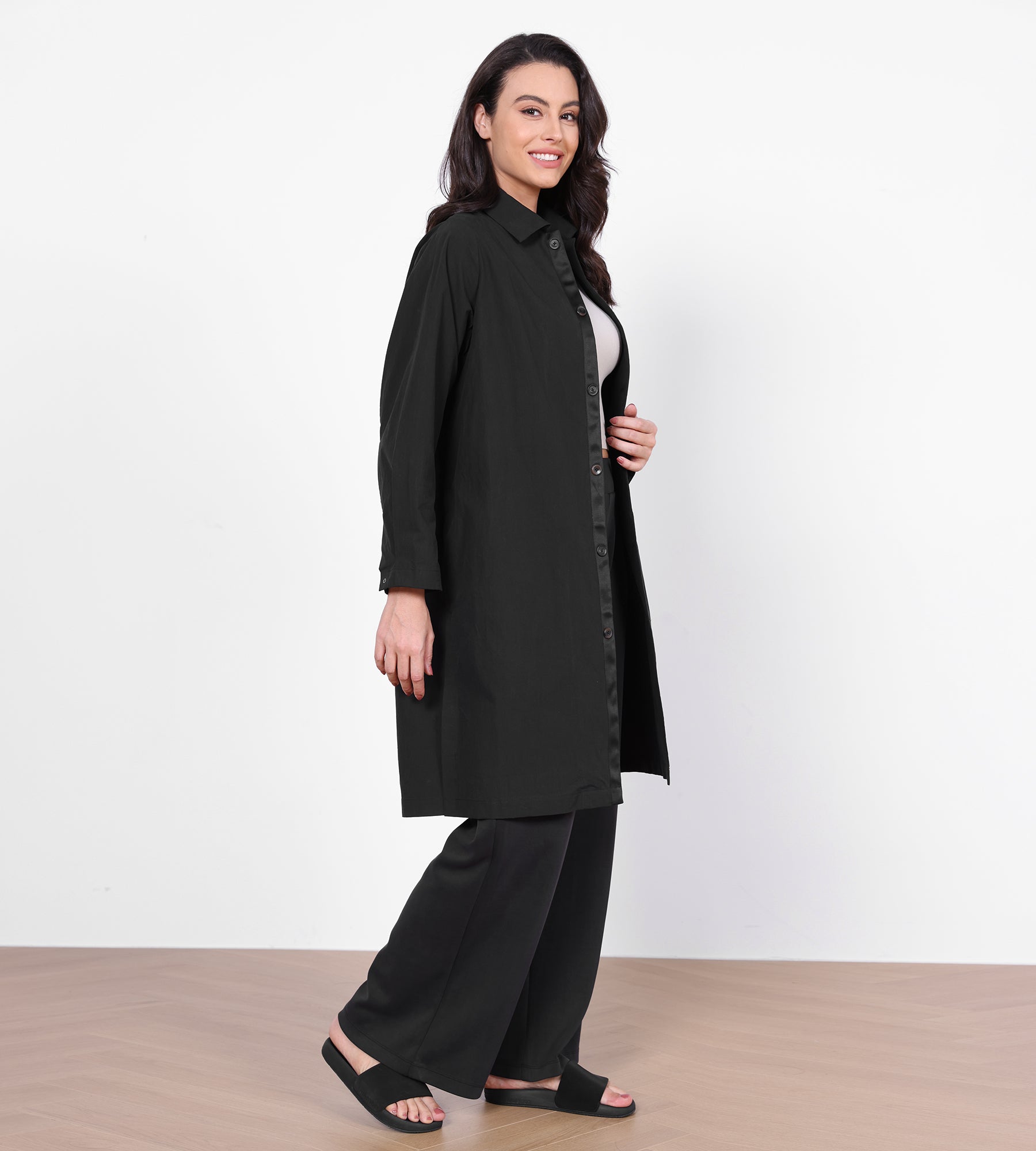 Single Breasted Trench Coats with Side Pockets - ododos