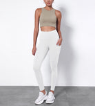 7/8 Fleece Lined Leggings with Pockets White - ododos